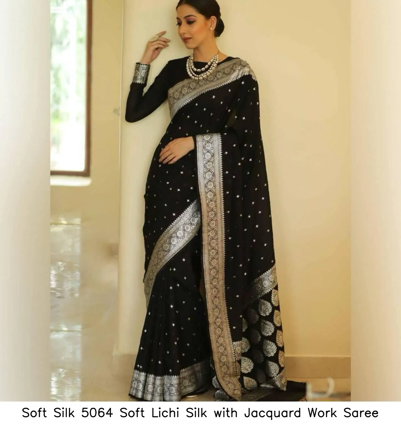 Soft Silk 5064 Soft Lichi Silk with Jacquard Work Saree - Image 8