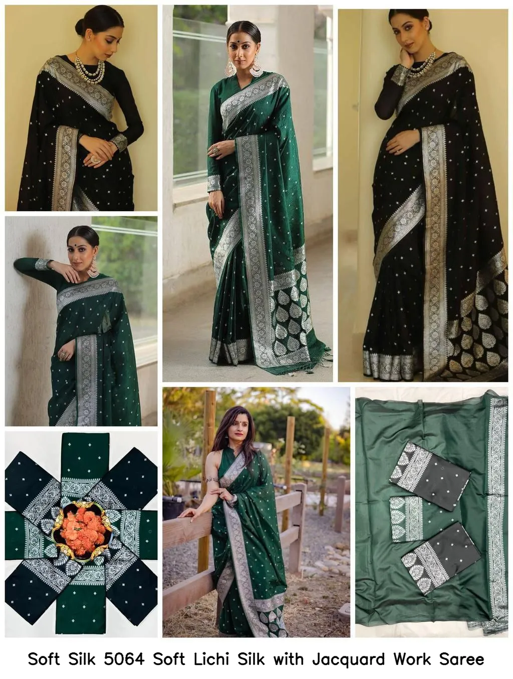 Soft Silk 5064 Soft Lichi Silk with Jacquard Work Saree - Image 9