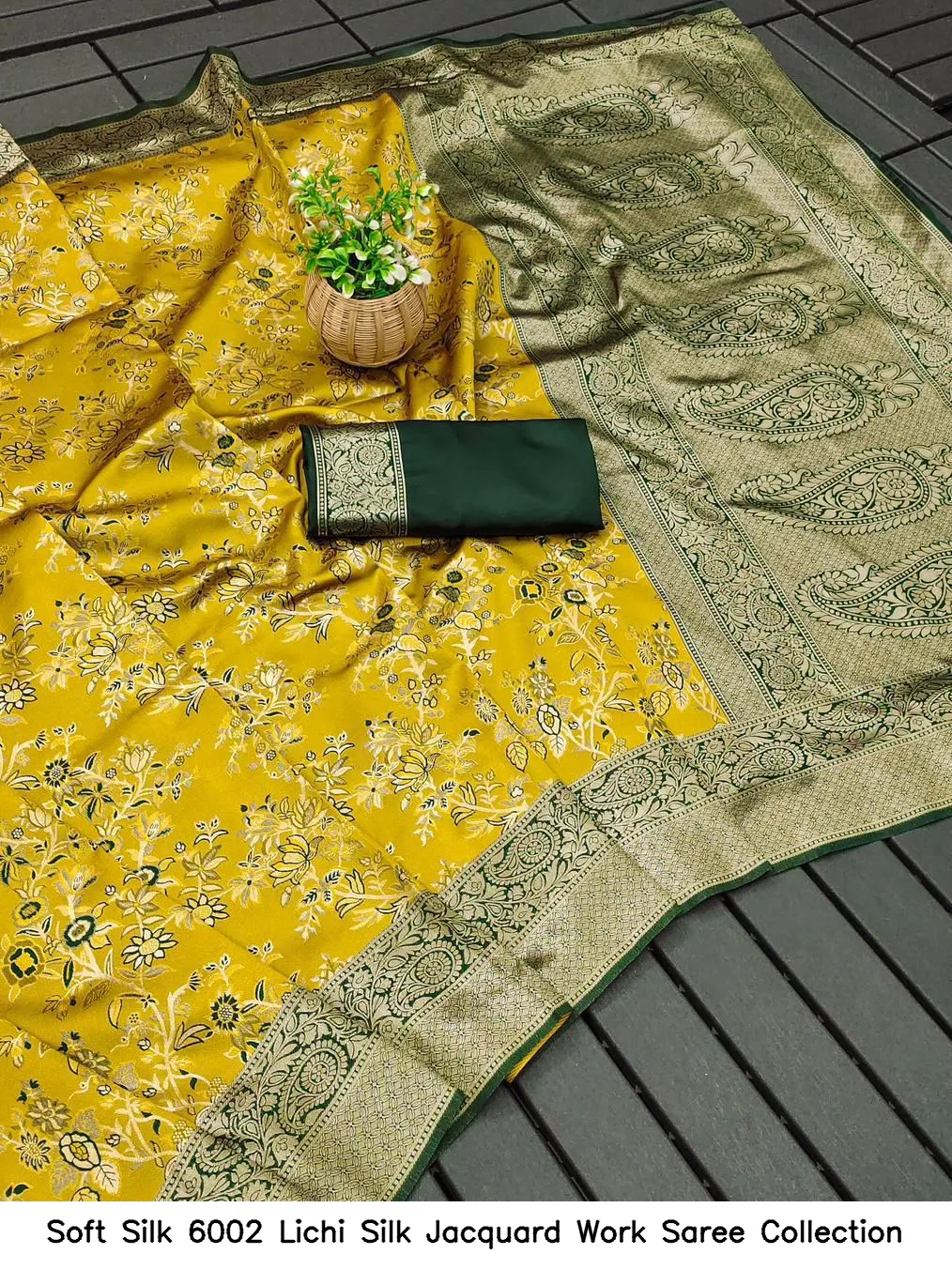 Soft Silk 6002 Lichi Silk Jacquard Work Saree Collection
