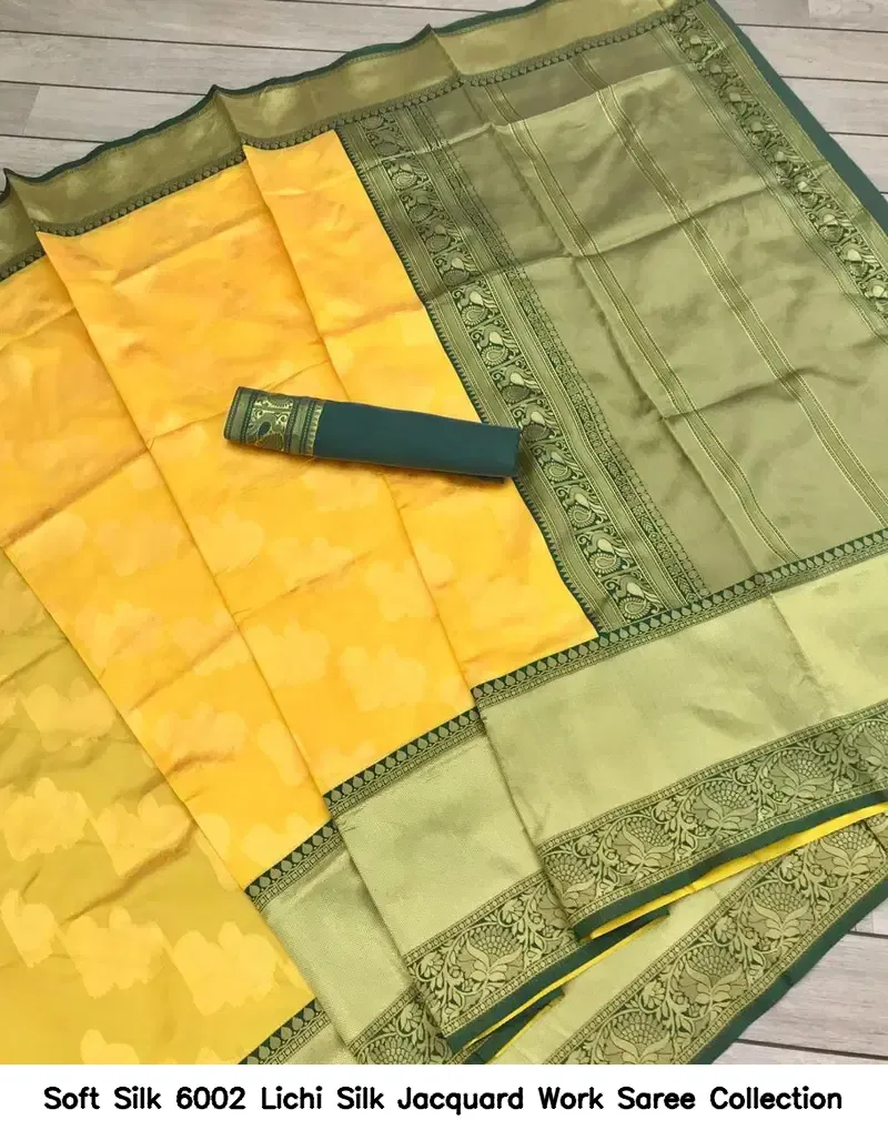 Soft Silk 6002 Lichi Silk Jacquard Work Saree Collection - Image 11