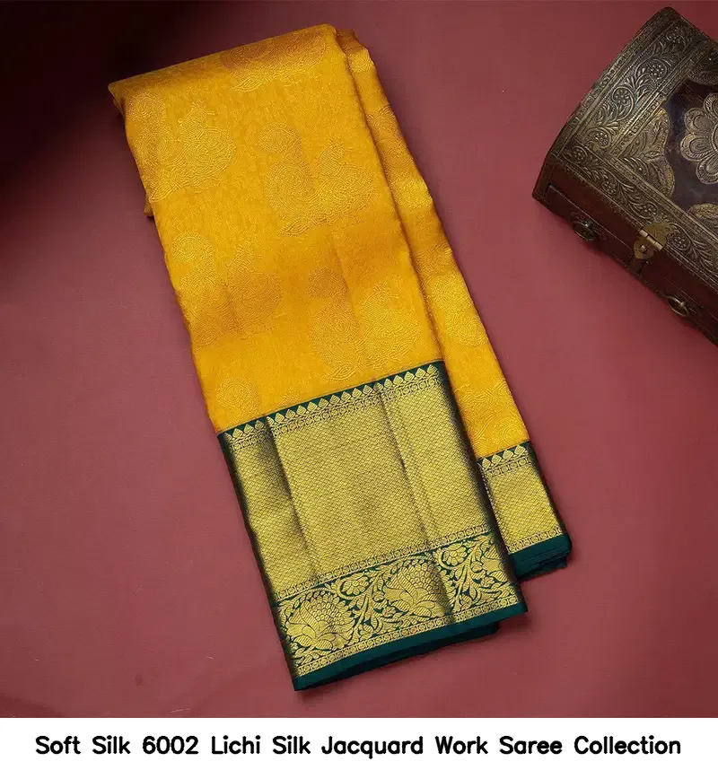 Soft Silk 6002 Lichi Silk Jacquard Work Saree Collection - Image 12