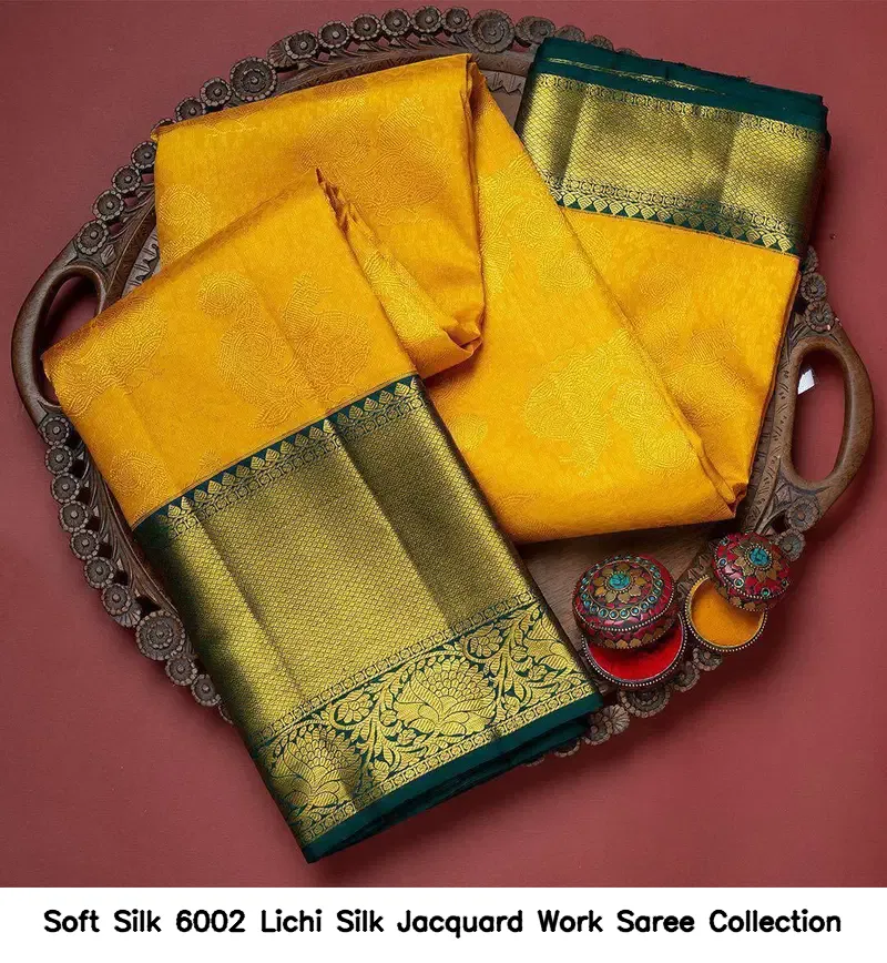 Soft Silk 6002 Lichi Silk Jacquard Work Saree Collection - Image 7