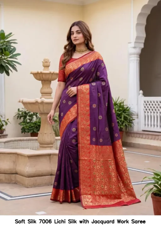 Soft Silk 7006 Lichi Silk with Jacquard Work Saree