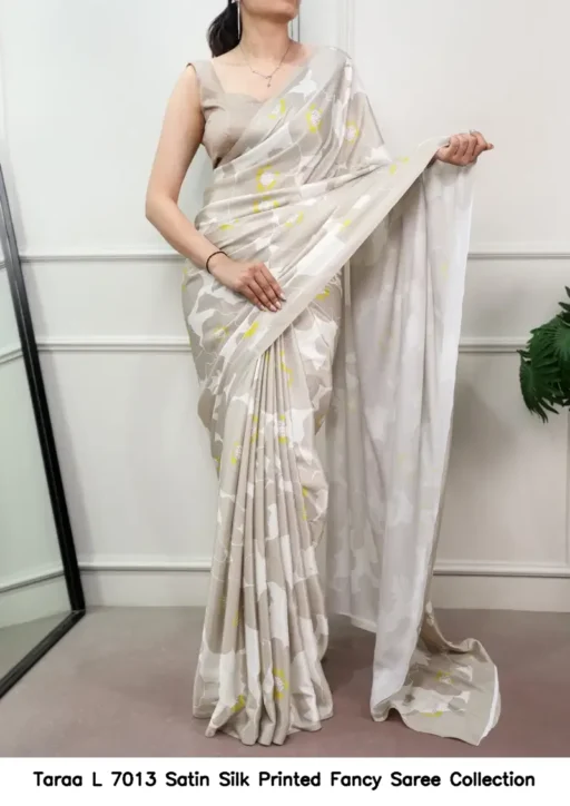 Taraa L 7013 Satin Silk Printed Fancy Saree Collection