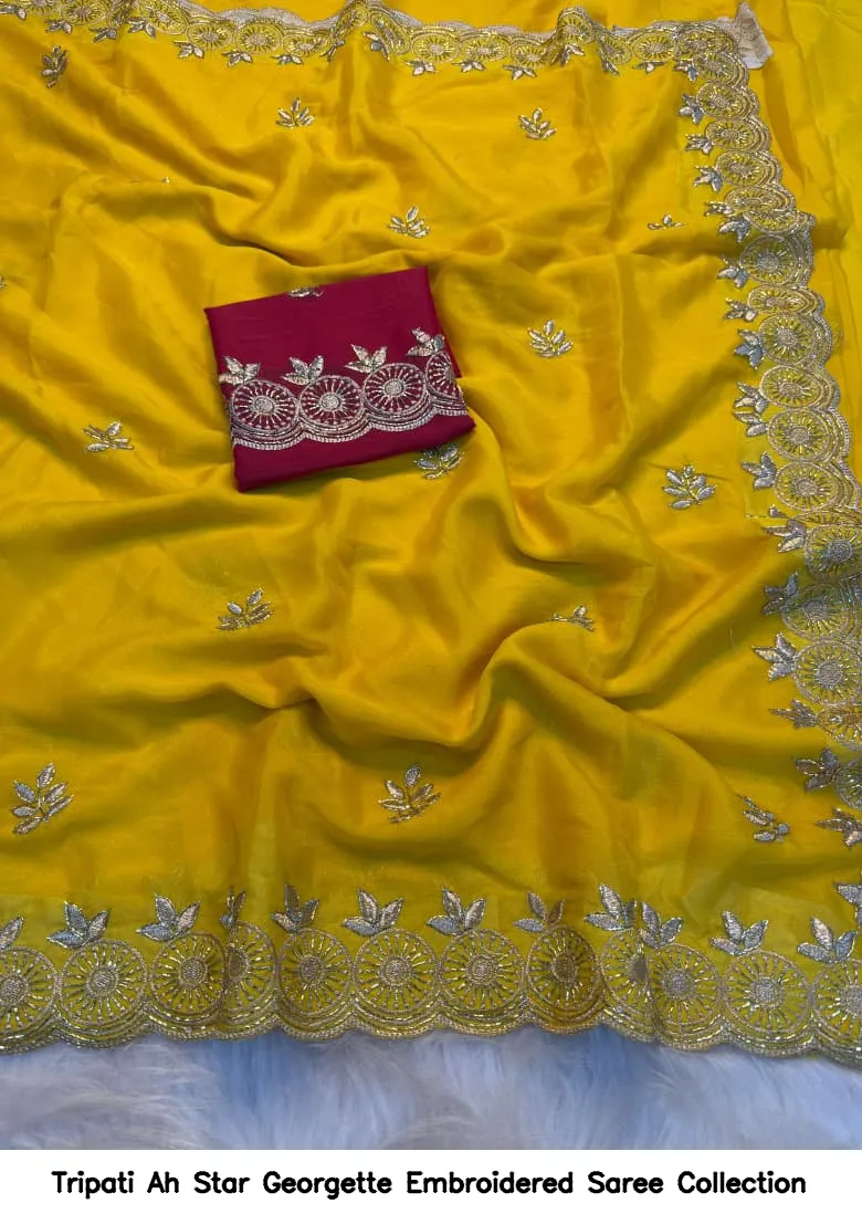 Tripati Ah Star Georgette Embroidered Saree Collection - Image 5