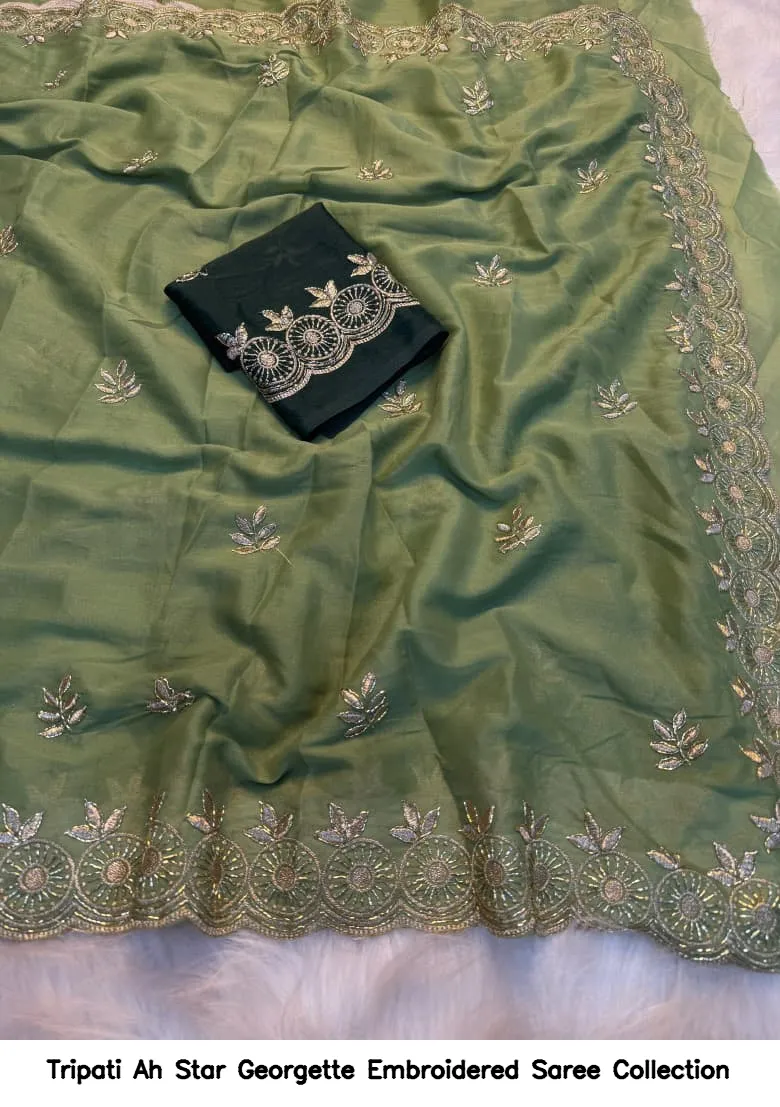 Tripati Ah Star Georgette Embroidered Saree Collection - Image 6