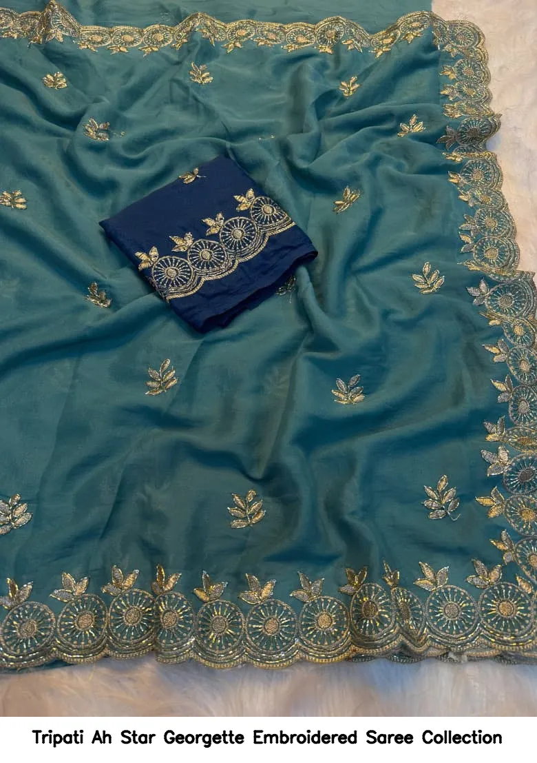 Tripati Ah Star Georgette Embroidered Saree Collection - Image 7