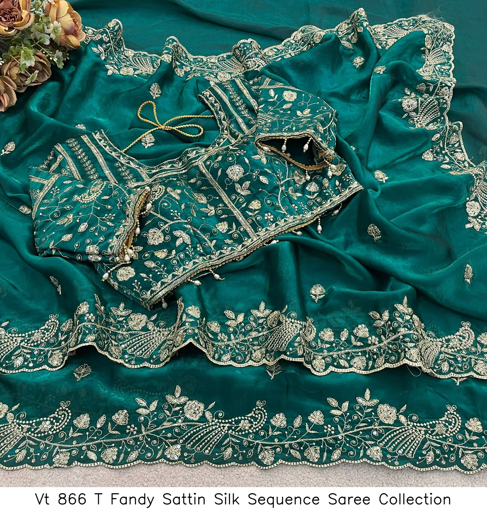 Vt 866 T Fandy Sattin Silk Sequence Saree Collection - Image 11