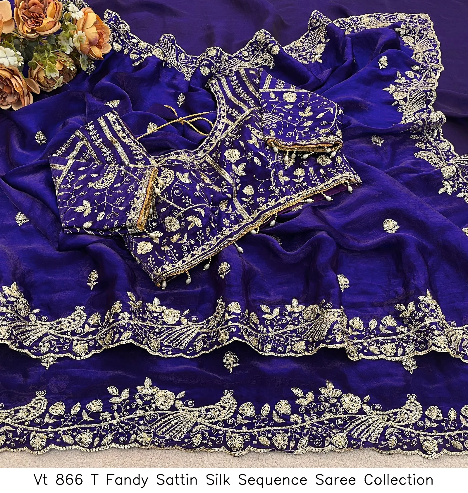 Vt 866 T Fandy Sattin Silk Sequence Saree Collection - Image 12