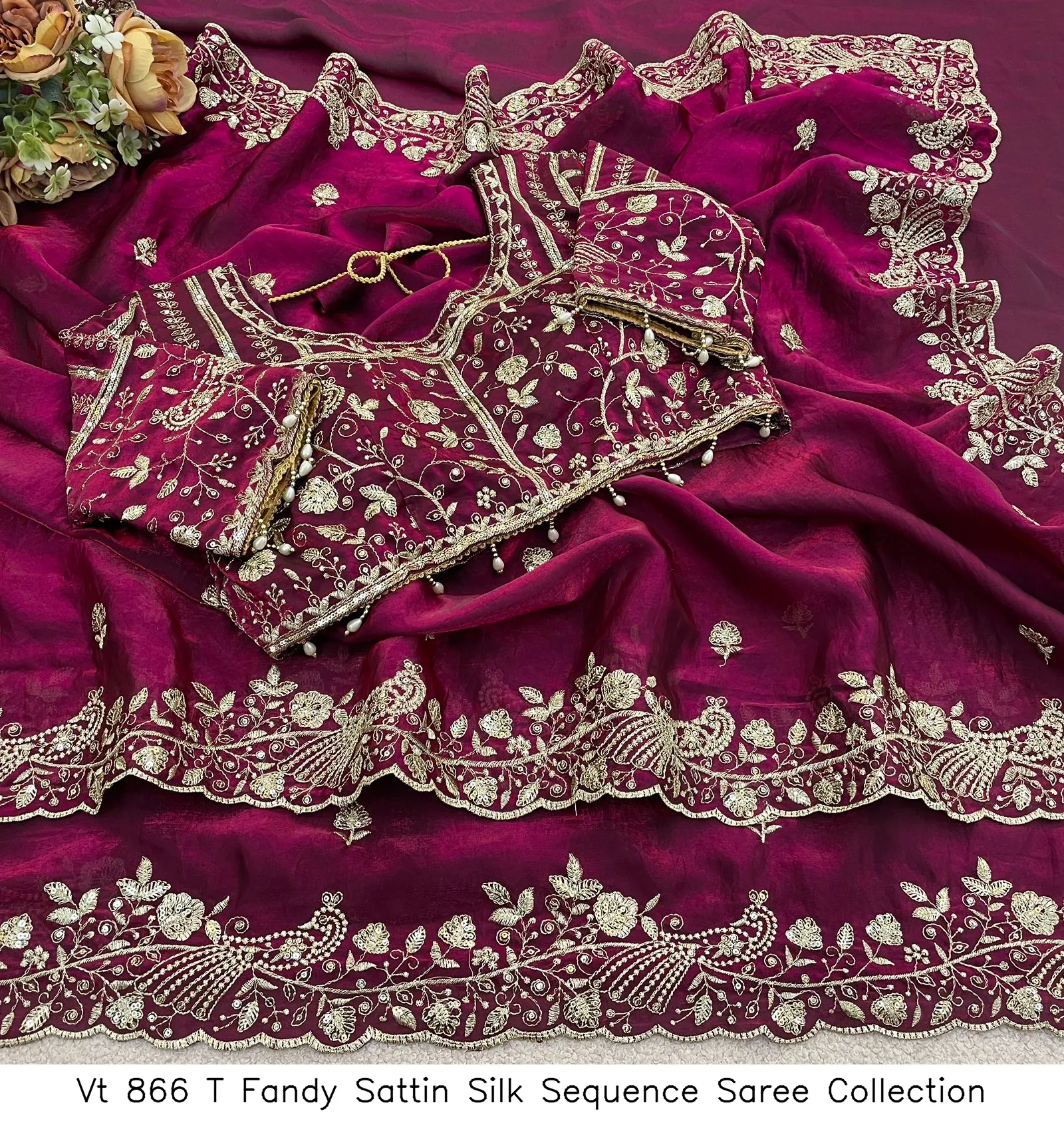 Vt 866 T Fandy Sattin Silk Sequence Saree Collection - Image 14