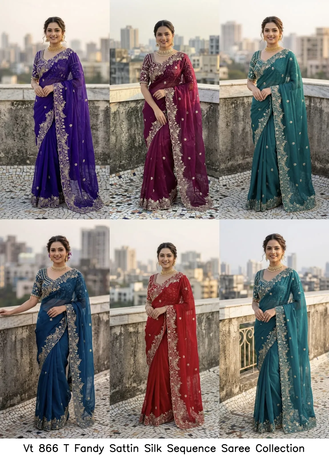 Vt 866 T Fandy Sattin Silk Sequence Saree Collection - Image 4