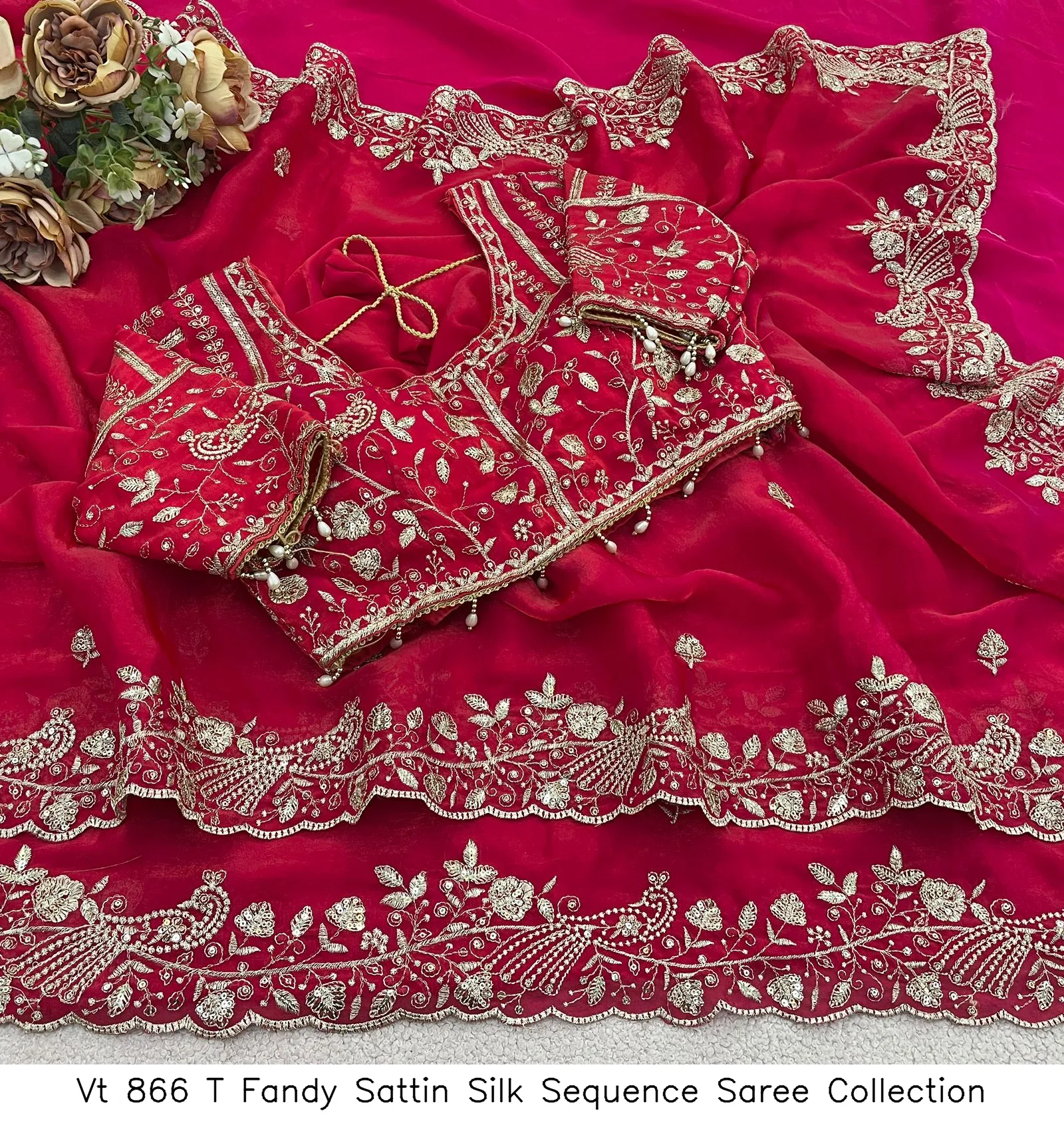 Vt 866 T Fandy Sattin Silk Sequence Saree Collection - Image 9