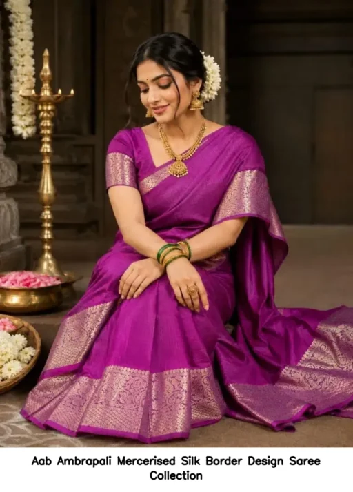 Aab Ambrapali Mercerised Silk Border Design Saree Collection