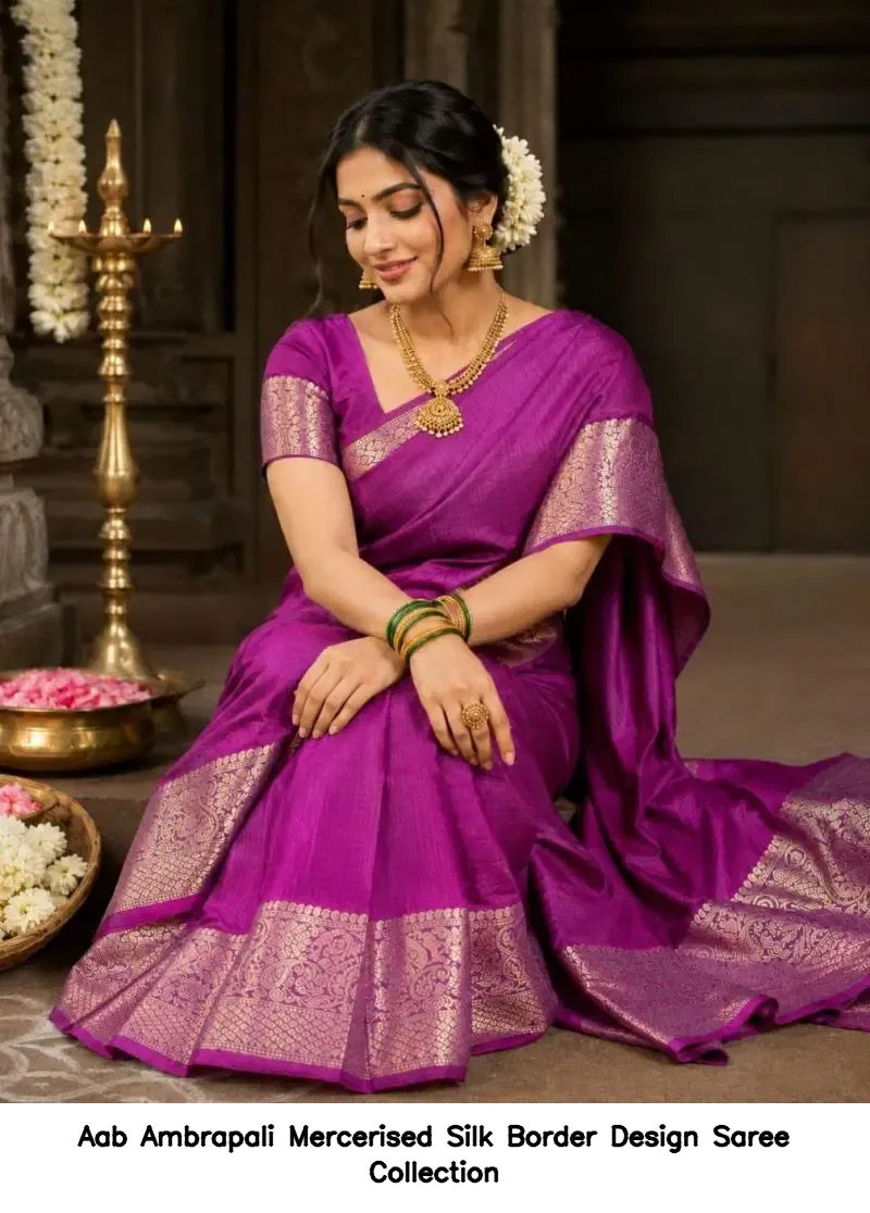 Aab Ambrapali Mercerised Silk Border Design Saree Collection