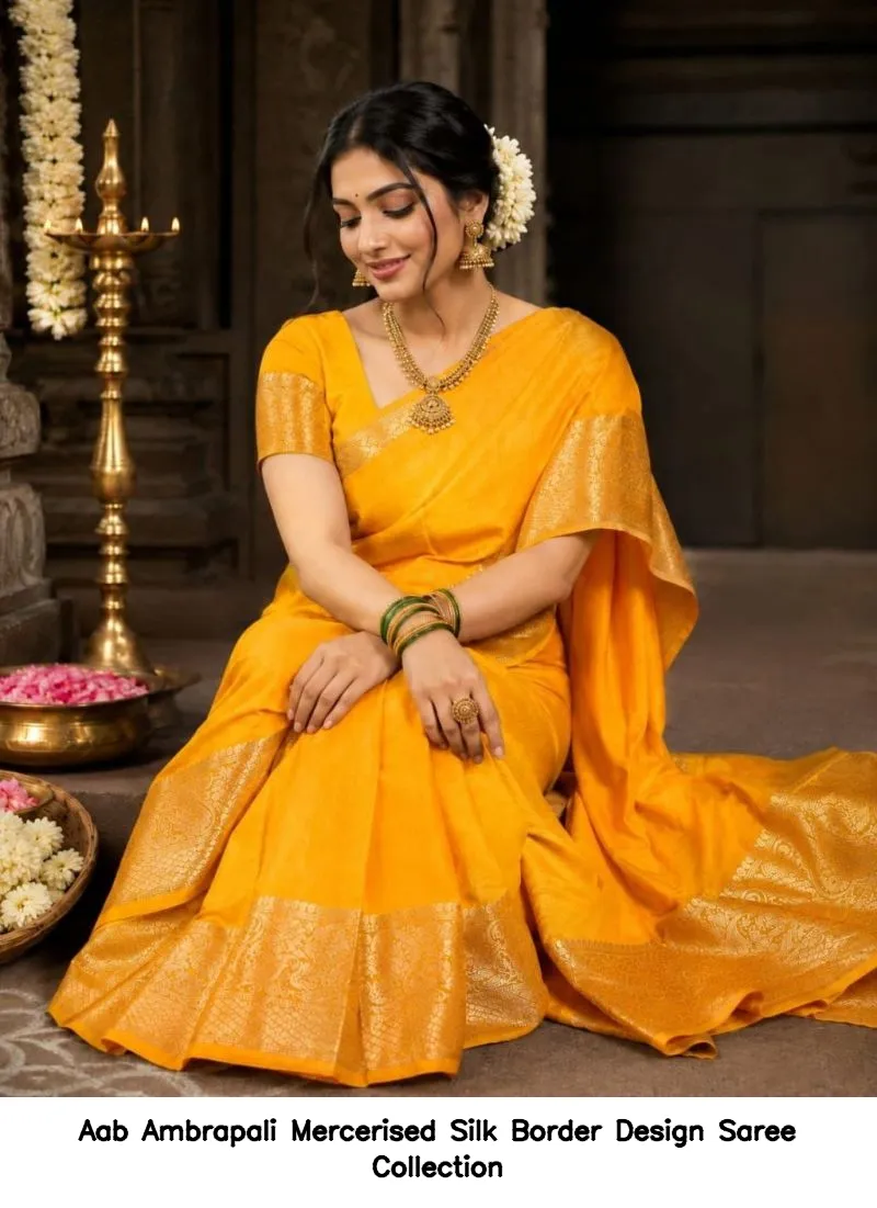 Aab Ambrapali Mercerised Silk Border Design Saree Collection - Image 4