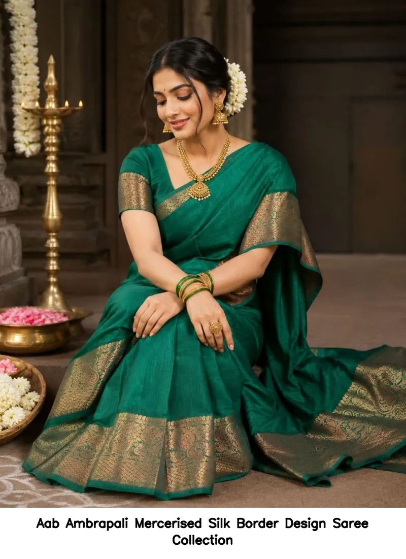 Aab Ambrapali Mercerised Silk Border Design Saree Collection - Image 5