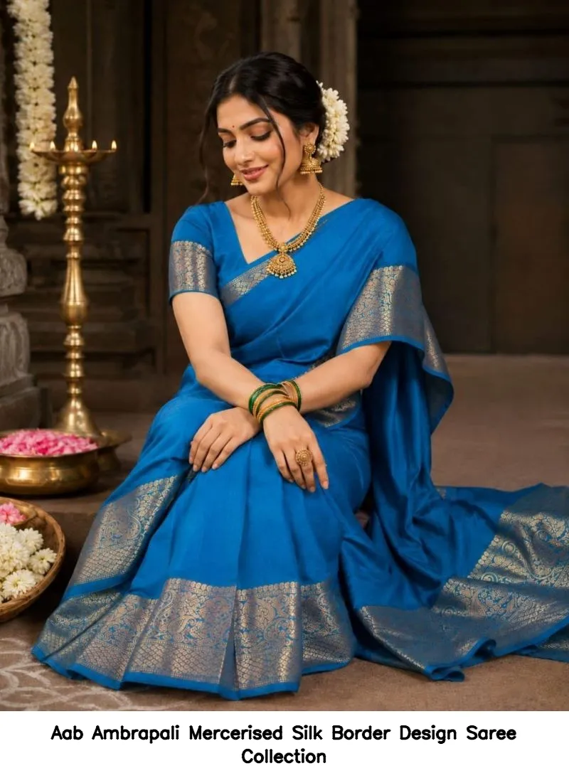 Aab Ambrapali Mercerised Silk Border Design Saree Collection - Image 6
