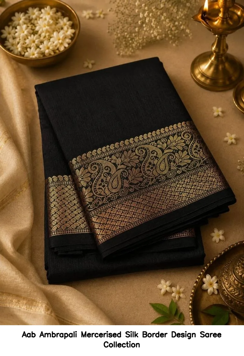 Aab Ambrapali Mercerised Silk Border Design Saree Collection - Image 8
