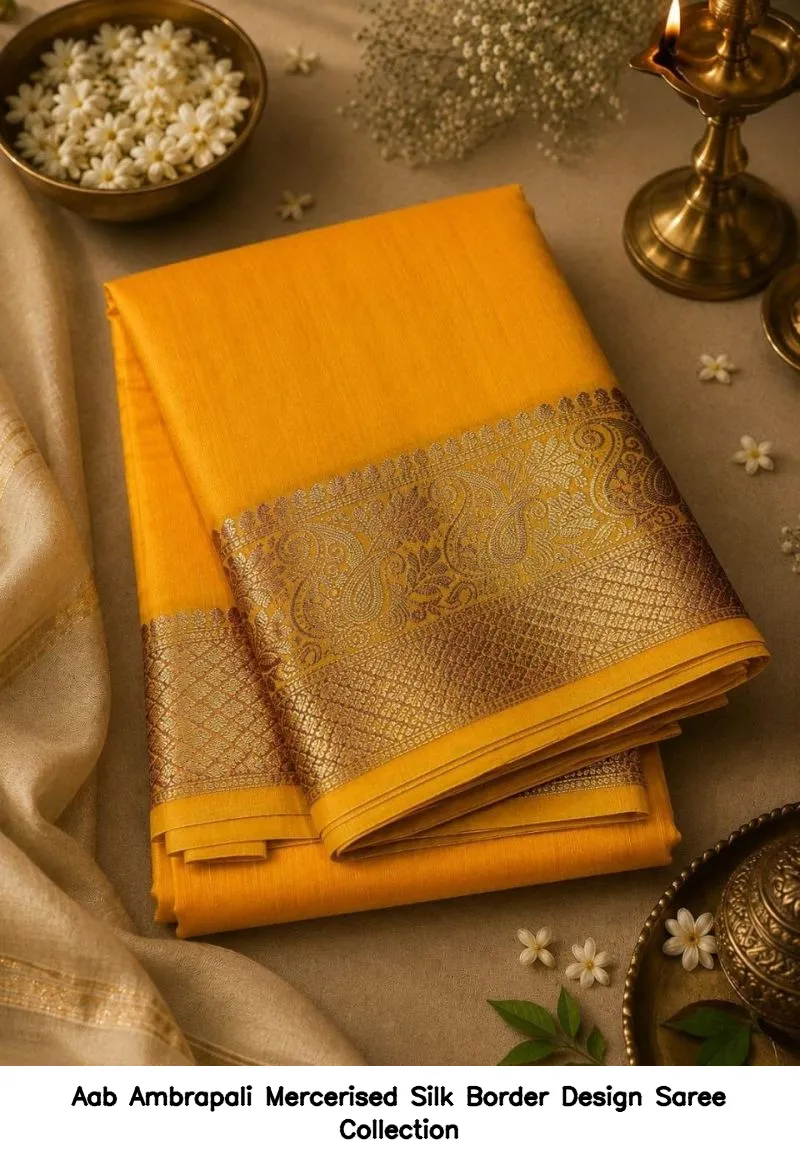 Aab Ambrapali Mercerised Silk Border Design Saree Collection - Image 9