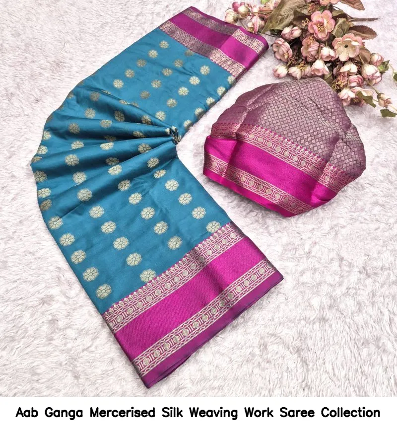 Aab Ganga Mercerised Silk Weaving Work Saree Collection