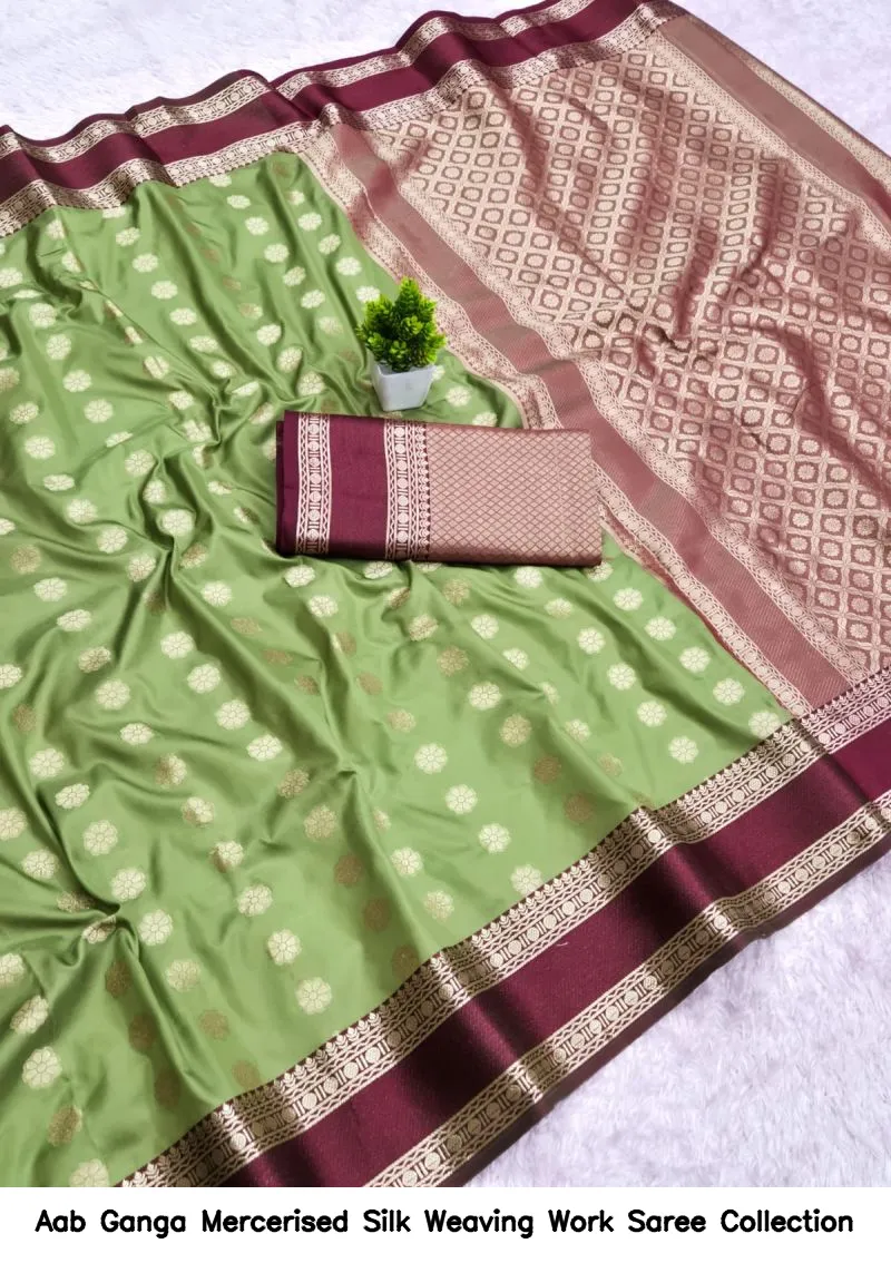 Aab Ganga Mercerised Silk Weaving Work Saree Collection - Image 10