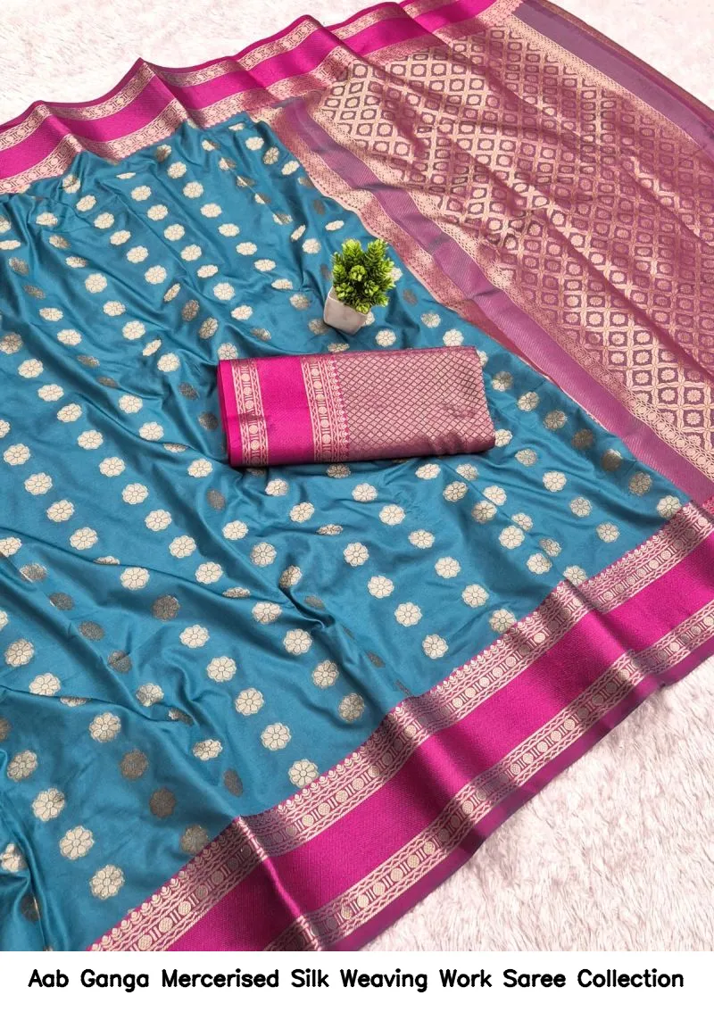 Aab Ganga Mercerised Silk Weaving Work Saree Collection - Image 2