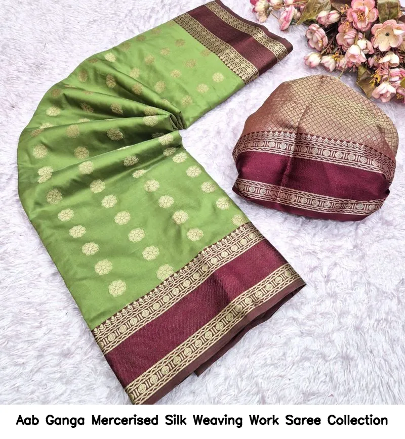 Aab Ganga Mercerised Silk Weaving Work Saree Collection - Image 4