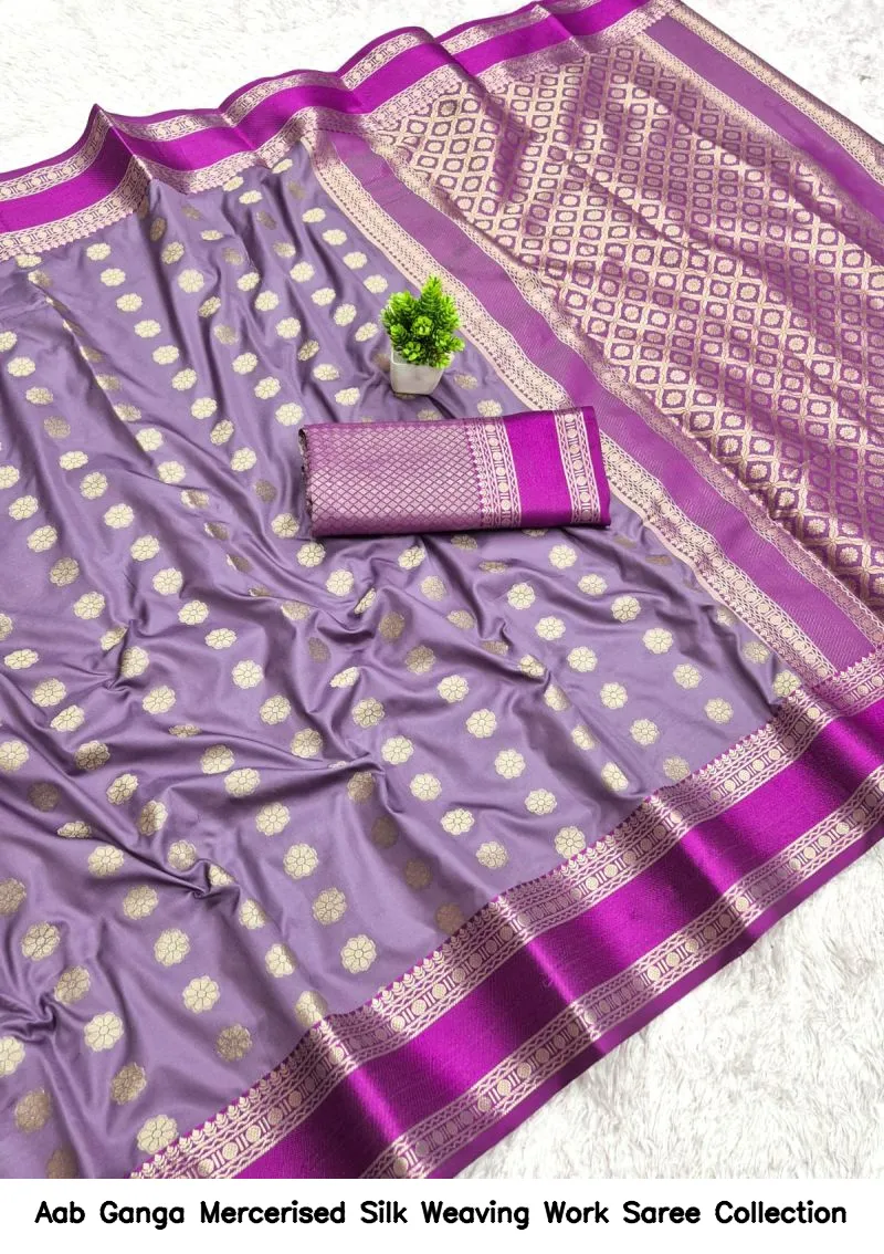 Aab Ganga Mercerised Silk Weaving Work Saree Collection - Image 8