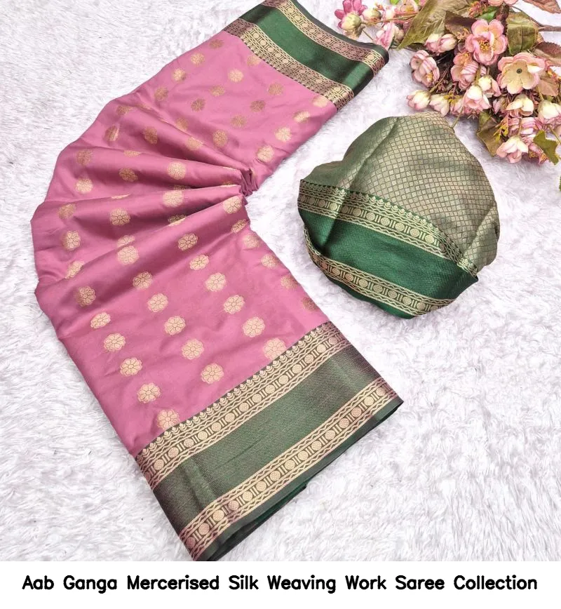 Aab Ganga Mercerised Silk Weaving Work Saree Collection - Image 9