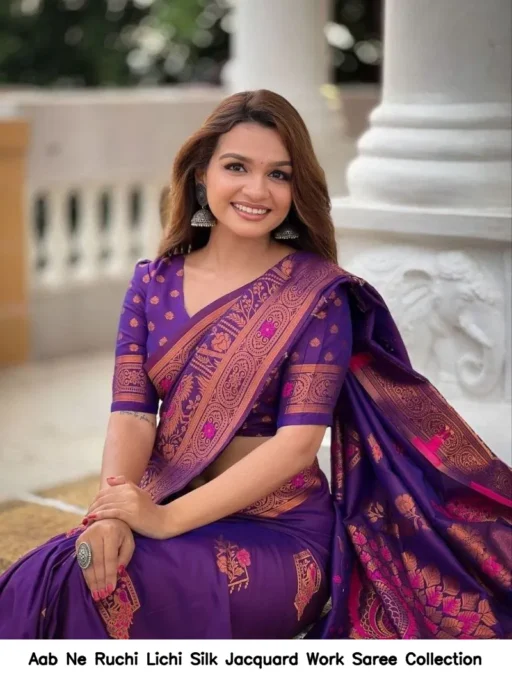 Aab Ne Ruchi Lichi Silk Jacquard Work Saree Collection