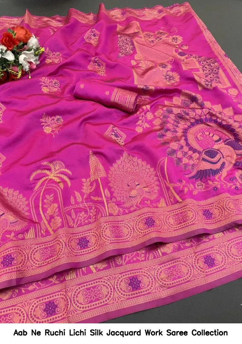 Aab Ne Ruchi Lichi Silk Jacquard Work Saree Collection - Image 11