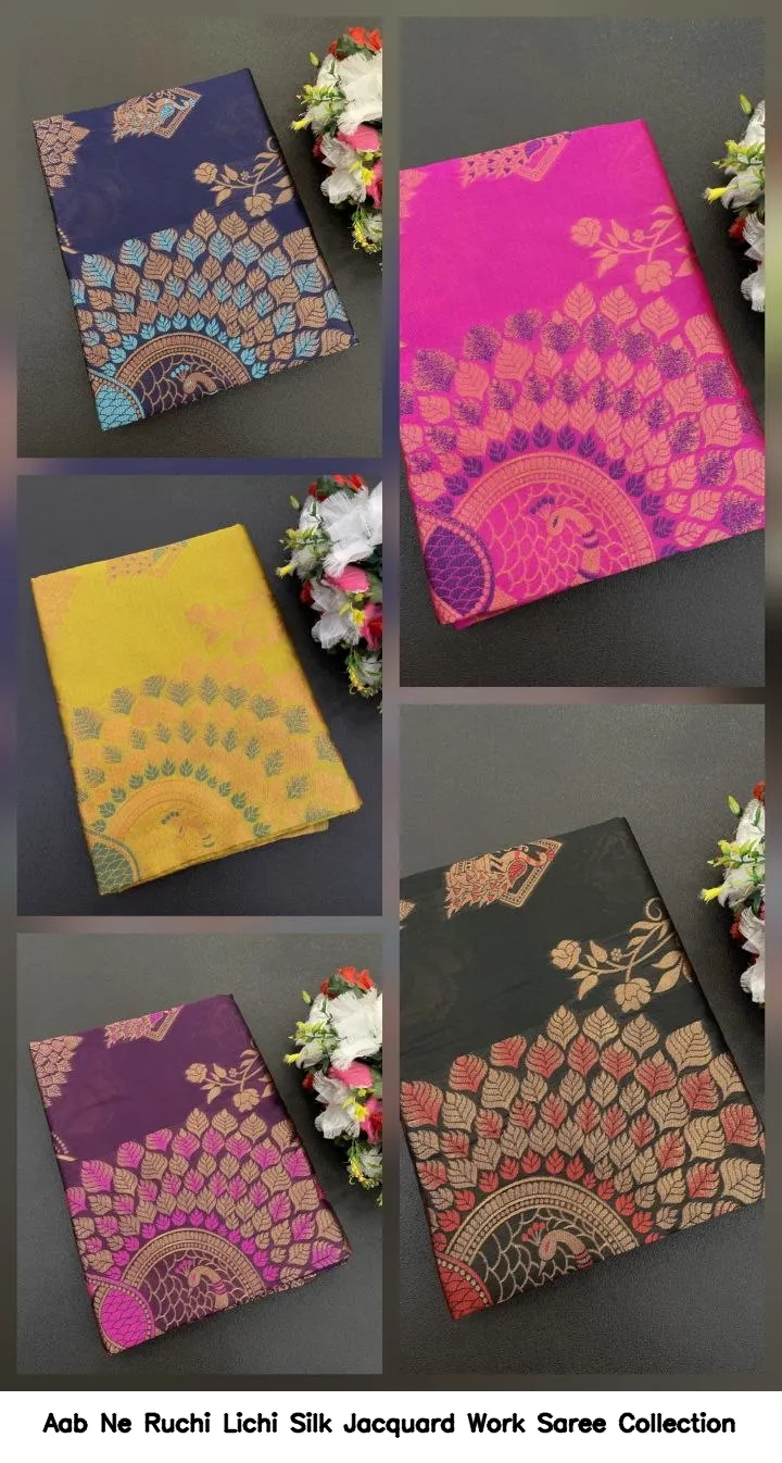 Aab Ne Ruchi Lichi Silk Jacquard Work Saree Collection - Image 2