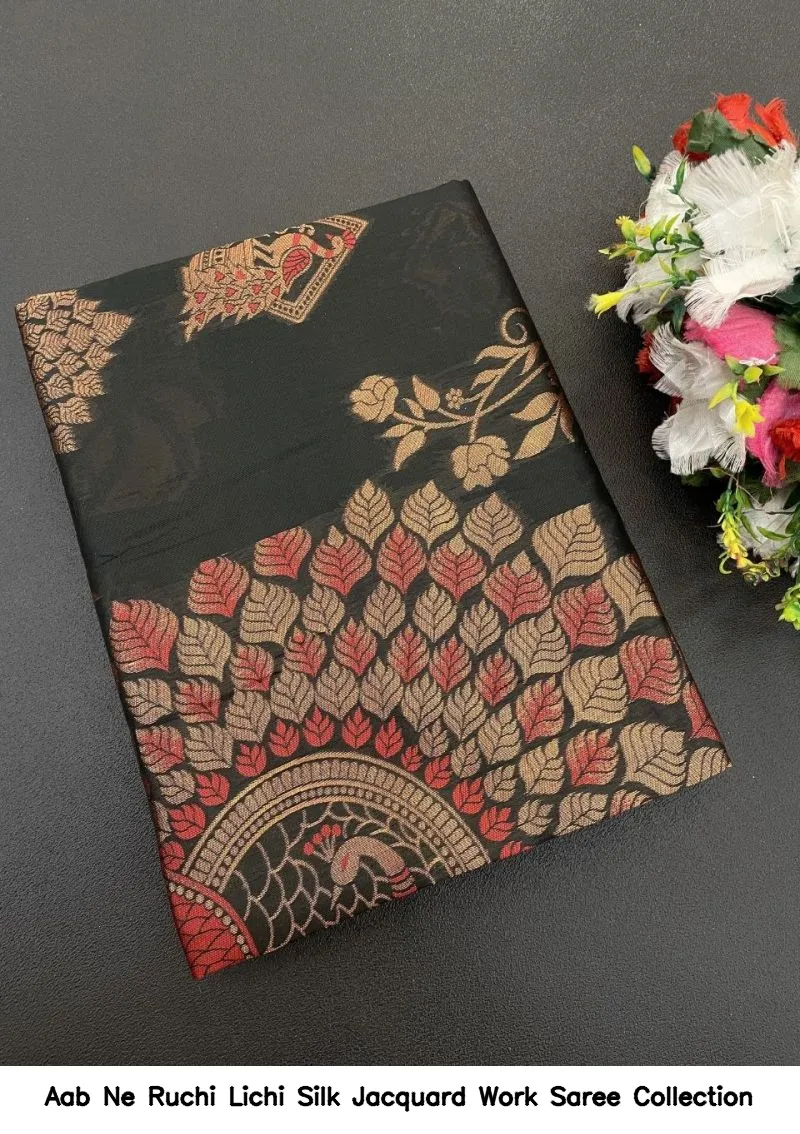 Aab Ne Ruchi Lichi Silk Jacquard Work Saree Collection - Image 3