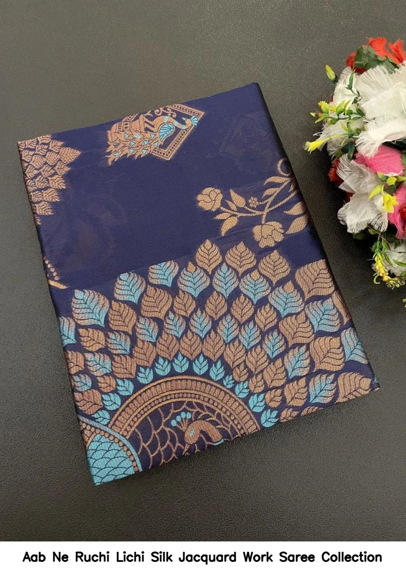 Aab Ne Ruchi Lichi Silk Jacquard Work Saree Collection - Image 4