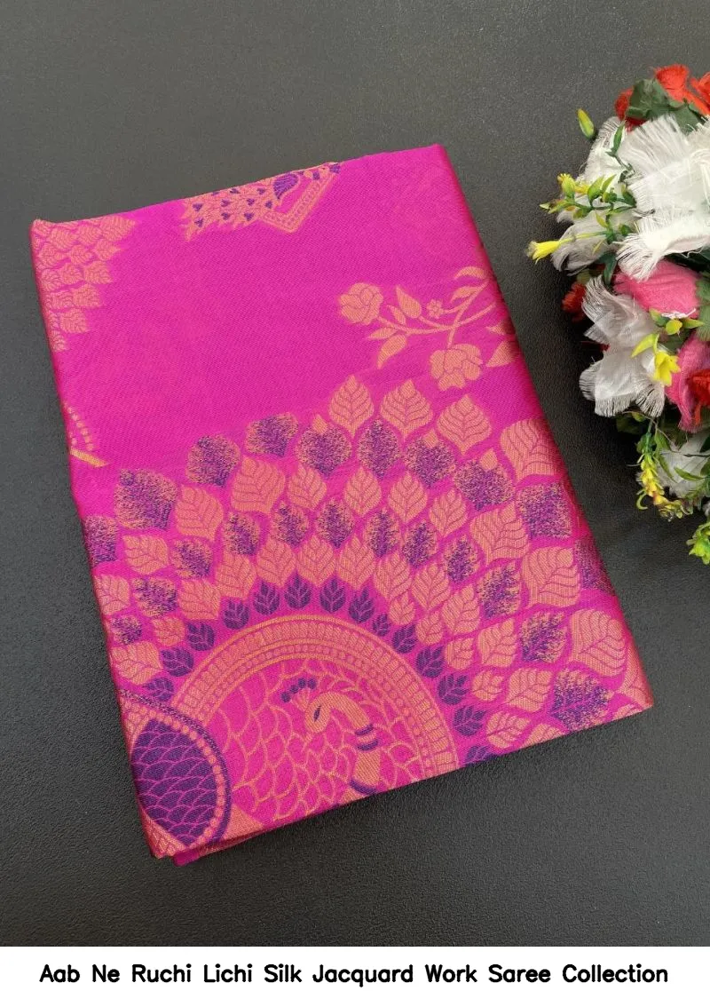 Aab Ne Ruchi Lichi Silk Jacquard Work Saree Collection - Image 5