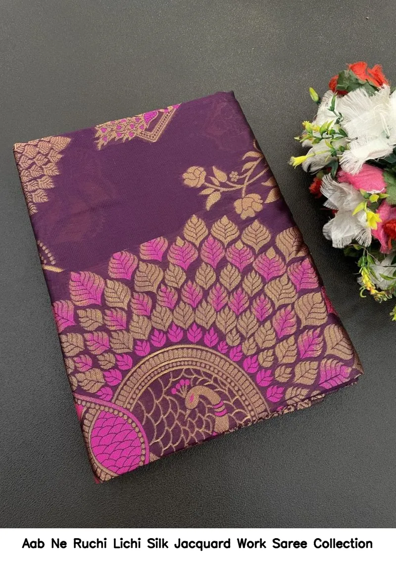 Aab Ne Ruchi Lichi Silk Jacquard Work Saree Collection - Image 6