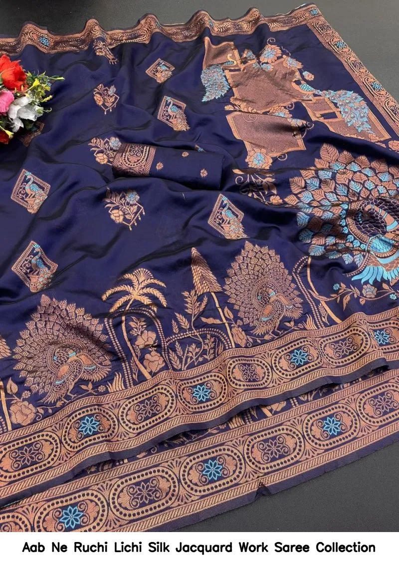 Aab Ne Ruchi Lichi Silk Jacquard Work Saree Collection - Image 8