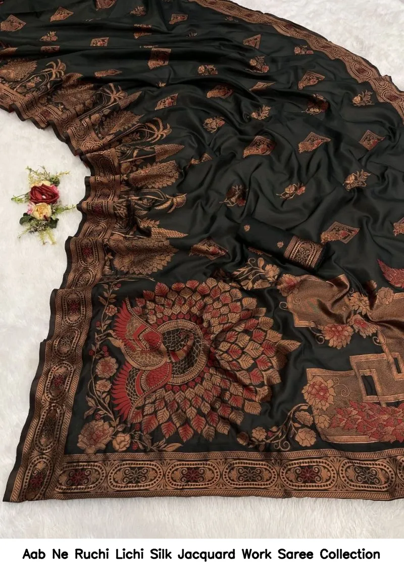 Aab Ne Ruchi Lichi Silk Jacquard Work Saree Collection - Image 9