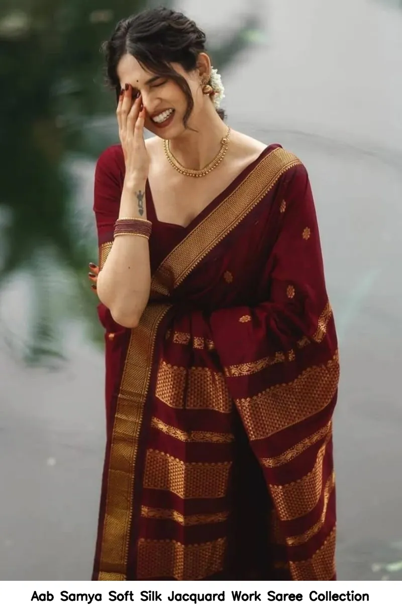 Aab Samya Soft Silk Jacquard Work Saree Collection - Image 2