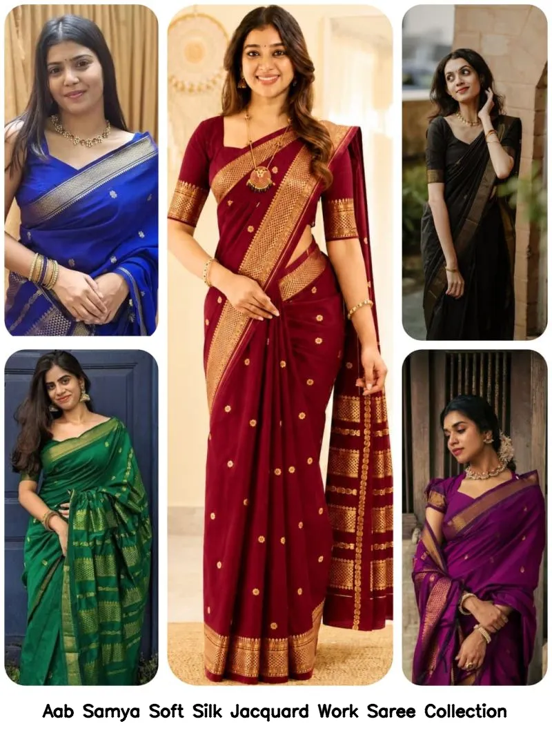 Aab Samya Soft Silk Jacquard Work Saree Collection - Image 6