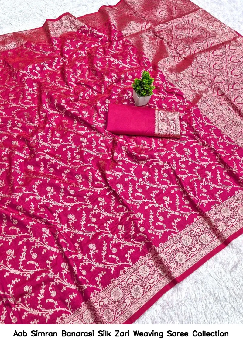 Aab Simran Banarasi Silk Zari Weaving Saree Collection - Image 14