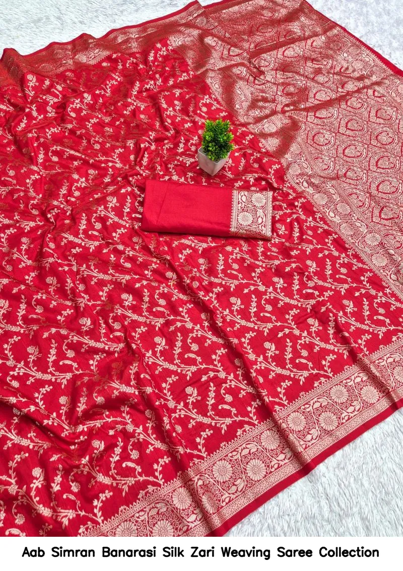 Aab Simran Banarasi Silk Zari Weaving Saree Collection - Image 9