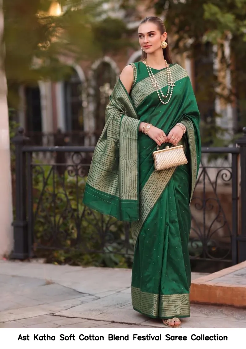 Ast Katha Soft Cotton Blend Festival Saree Collection - Image 5