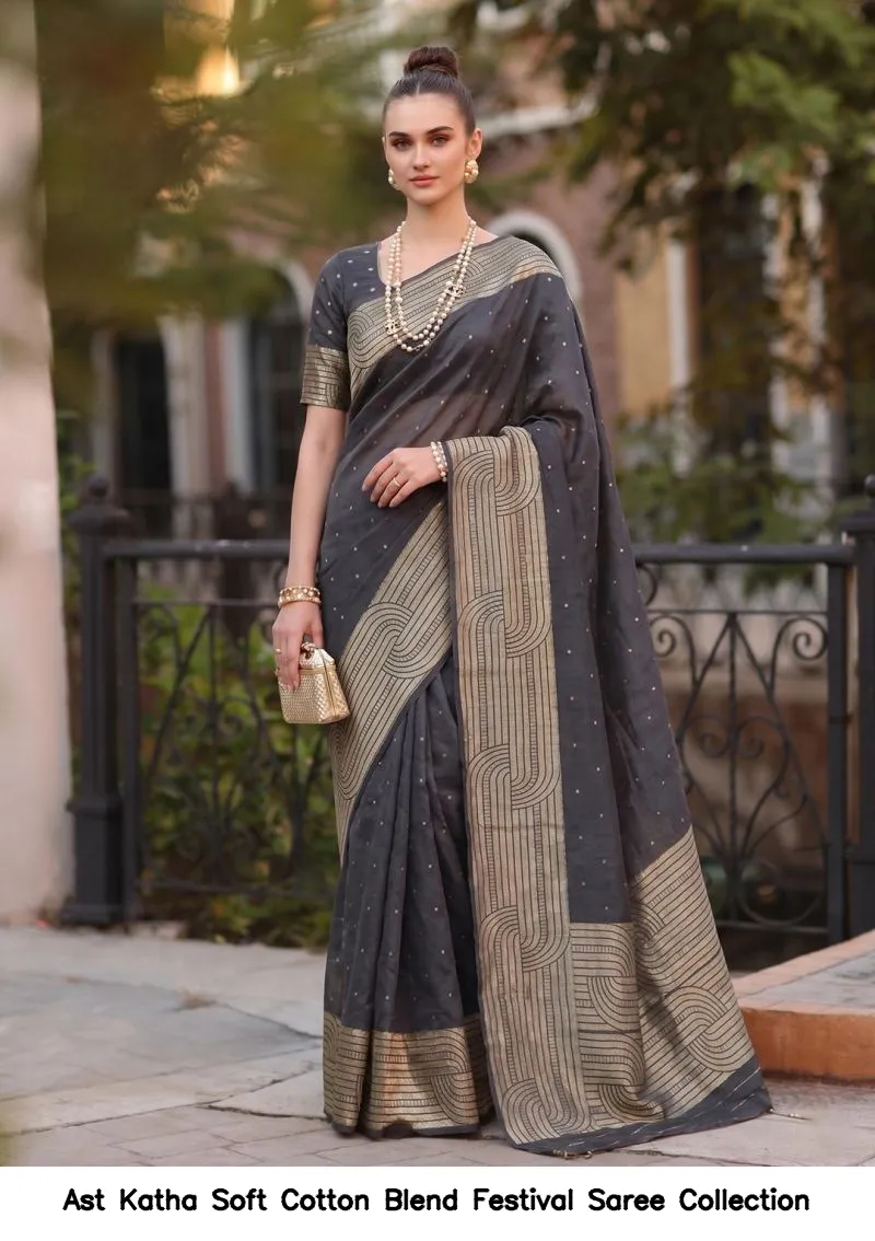 Ast Katha Soft Cotton Blend Festival Saree Collection - Image 6