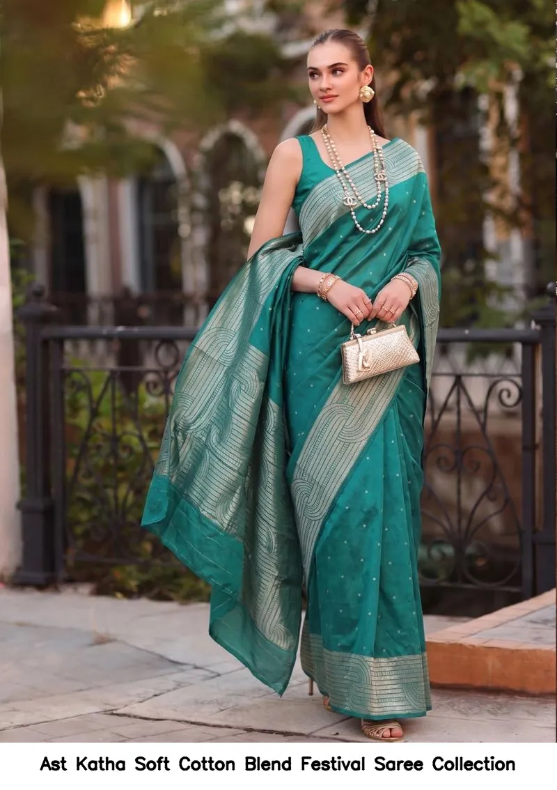 Ast Katha Soft Cotton Blend Festival Saree Collection - Image 7