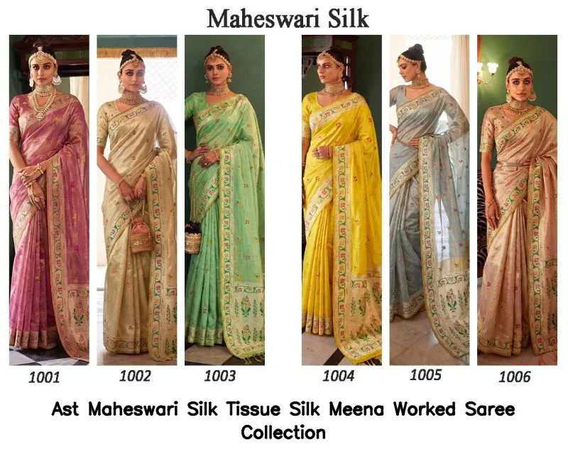 Ast Maheswari Silk Tissue Silk Meena Worked Saree Collection - Image 8