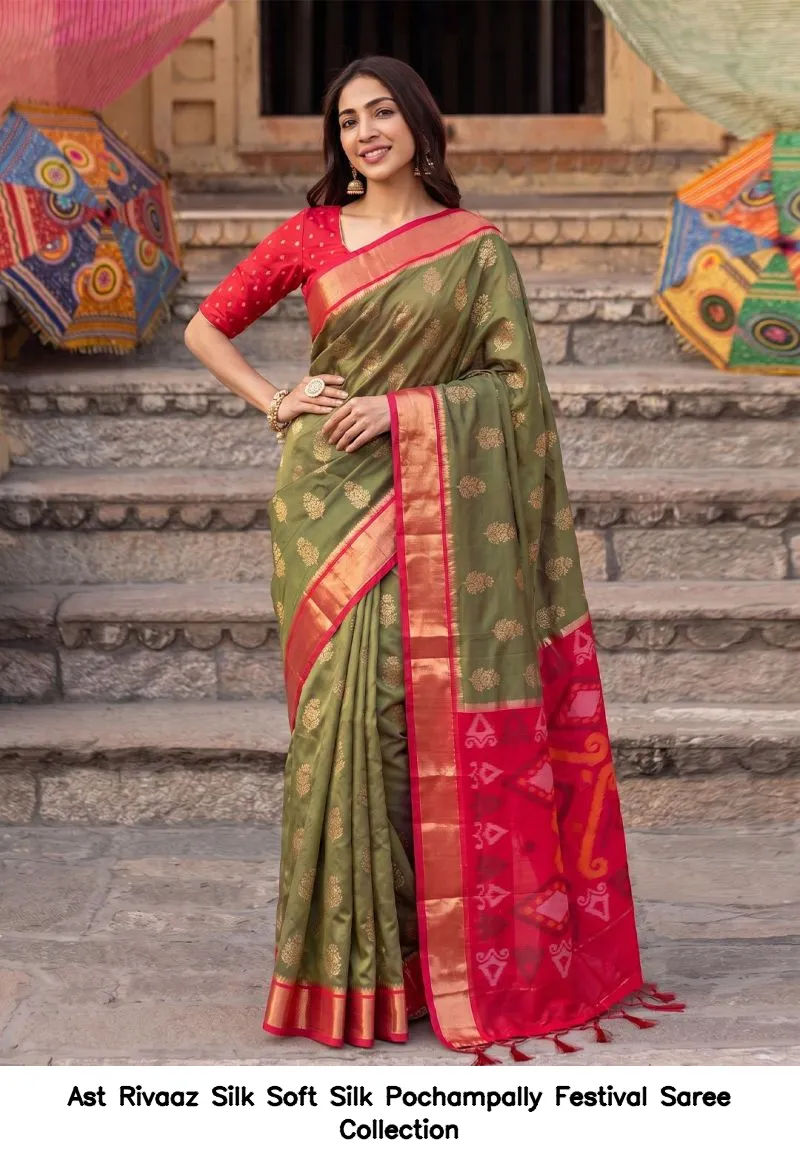 Ast Rivaaz Silk Soft Silk Pochampally Festival Saree Collection - Image 2