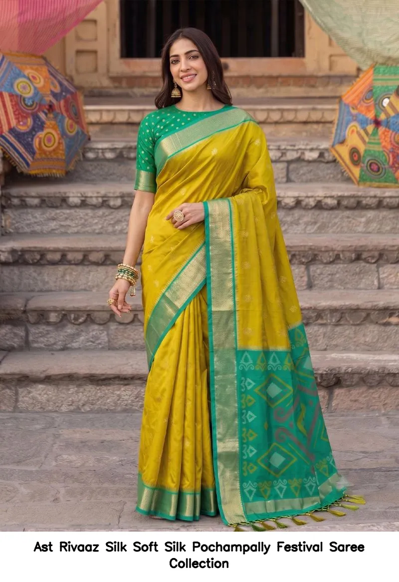 Ast Rivaaz Silk Soft Silk Pochampally Festival Saree Collection - Image 5