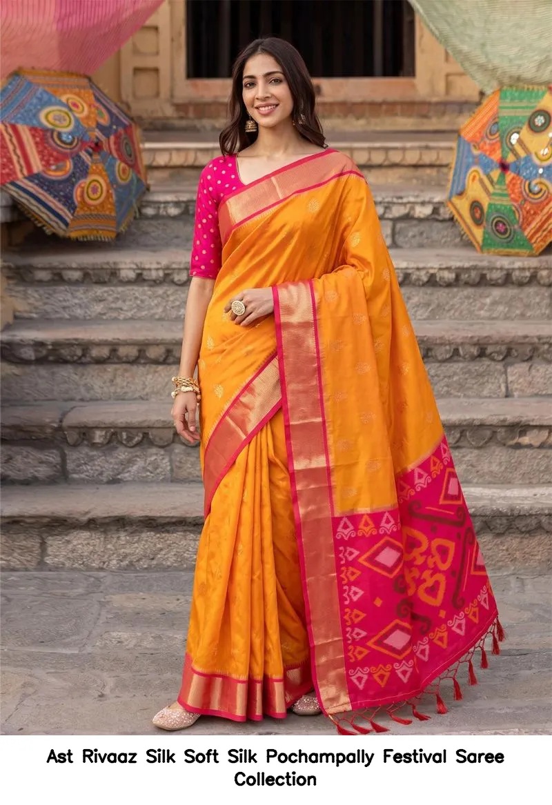 Ast Rivaaz Silk Soft Silk Pochampally Festival Saree Collection - Image 6