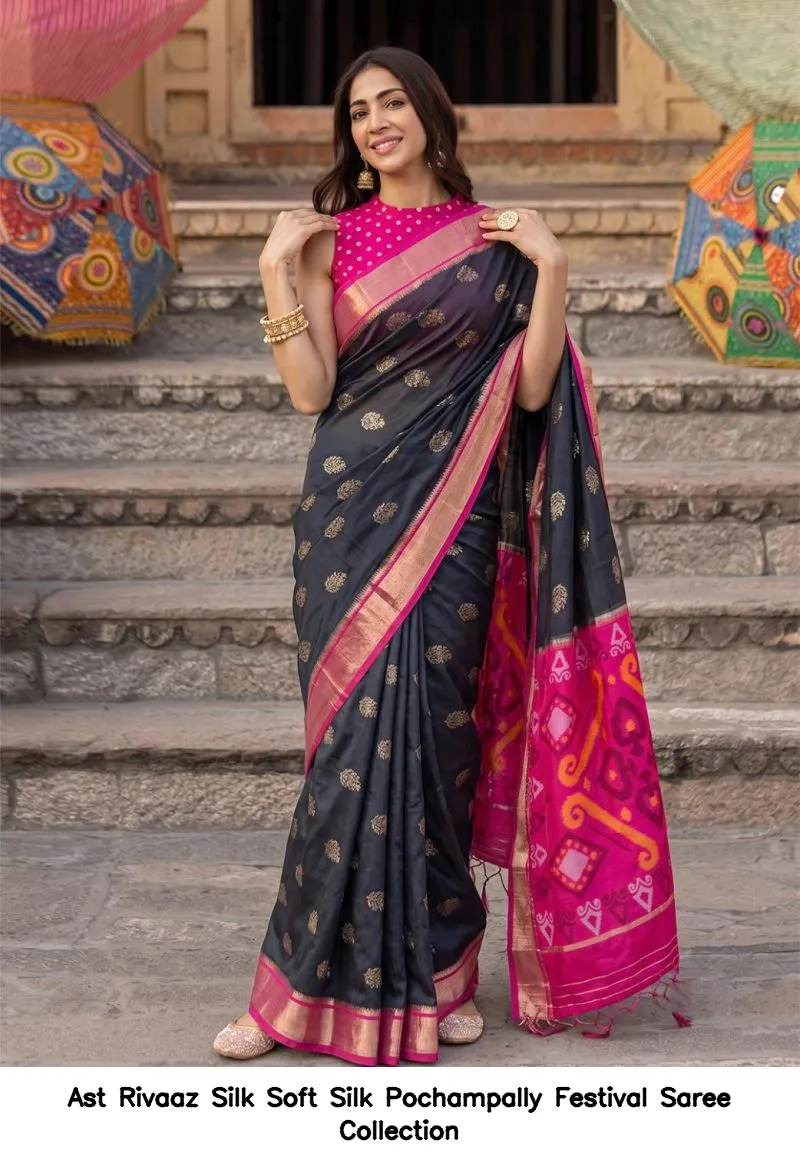 Ast Rivaaz Silk Soft Silk Pochampally Festival Saree Collection - Image 8